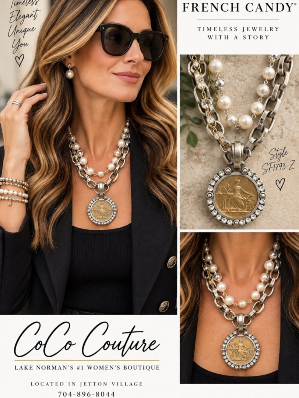 SF1793-Z 17" Four Strand 24K Plated Crystal Chanel set by FRENCH KANDE